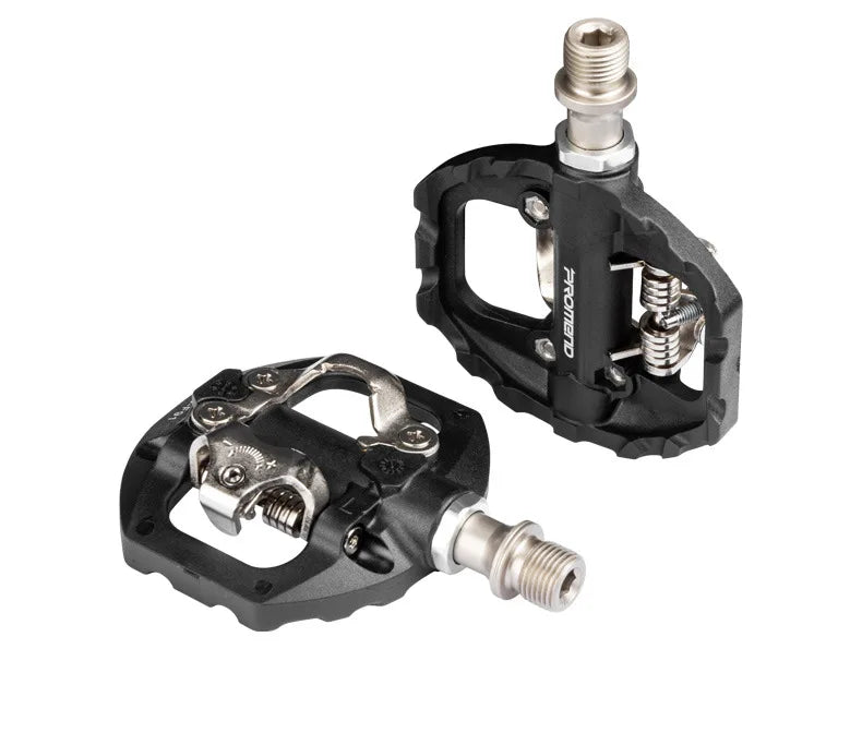 Promend Mountain Bike Clip Less Pedals SPD Compatible MTB Bicycle Ultralight Nylon Fiber Aluminum Alloy Self-Locking Pedal