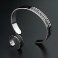 Stainless Steel Fashion Classic Half Open Simple Custom Cuff Bangle Ring Vintage Jewelry Set Custom