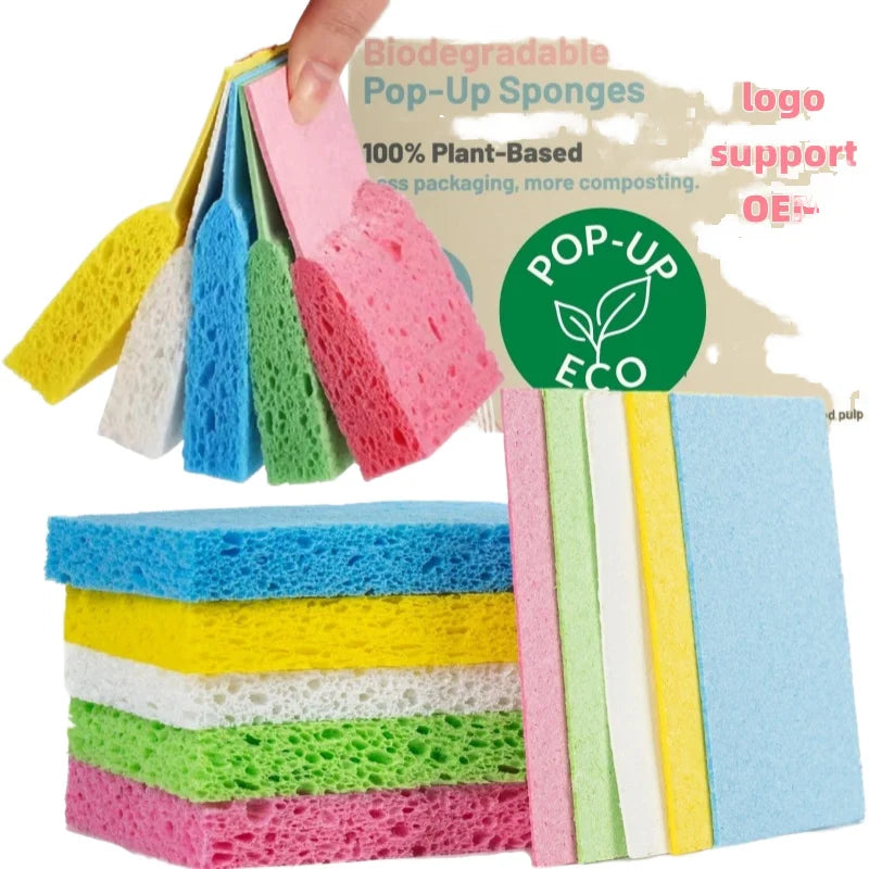 Multicolor Eco-Friendly Biodegradable Compressed Dish Wash Cellulose Sponge Kitchen Dishwashing Cleaning Sponges