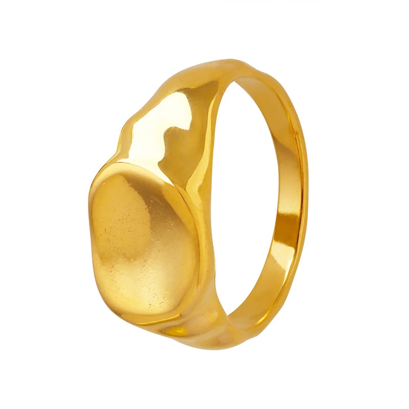 Vintage Oval Waterproof Ring Ornament Smooth 316L Stainless Steel Ring