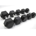 Wholesale Custom Logo Gym Weight Lifting Chrome Handle Black Rubber Cast Iron Hexagonal Dumbbell Set for Men