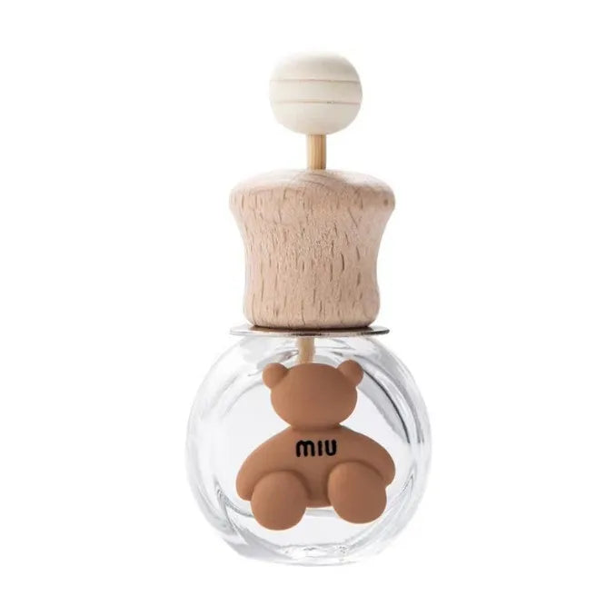 Cute 8ml Empty Car Perfume Glass Diffuser Empty Glass Round Flat Shape Care Perfume Bottle with Wood Cap