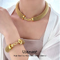 13mm 17mm Mesh Stainless Steel Jewelry Set Temperament Hollow Rope Chain Necklace Bracelet Women's Gift