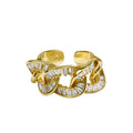 Trendy Net Red With the Same Style Inlaid With Diamonds Metal Ring Female French Light Luxury Niche Design Open Ring