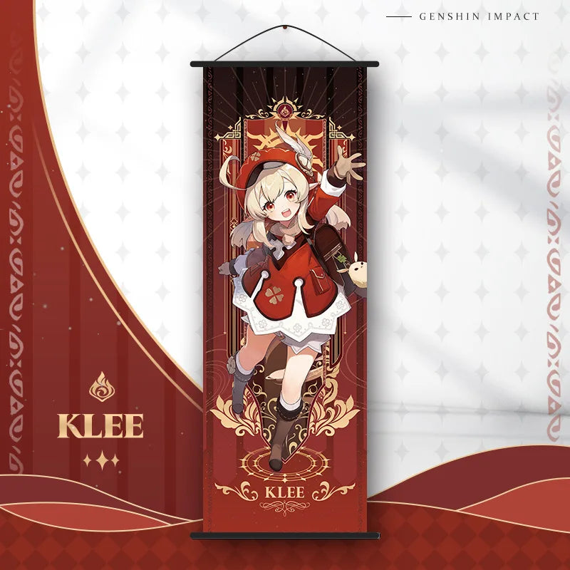25*70CM Aesthetic art canvas hanging anime gaming Genshin impact poster
