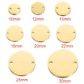 Customized 18K Gold Plated 10-30mm Circle Disc Charms Two Hole Stainless Steel Pendant Bracelet Necklace Making Supplies