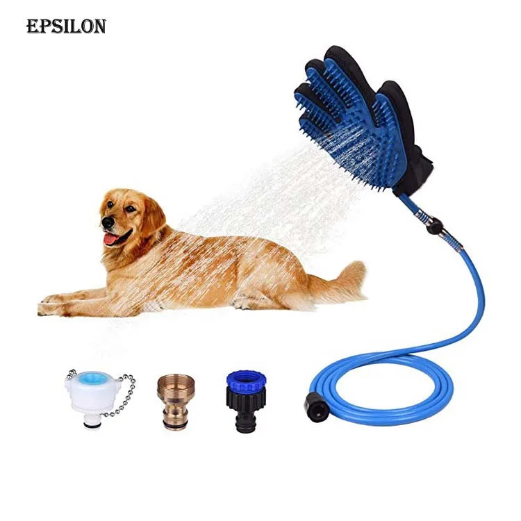 Epsilon Hair Remover Bathing Tool Dog Shower Sprayer Pet Grooming Gloves