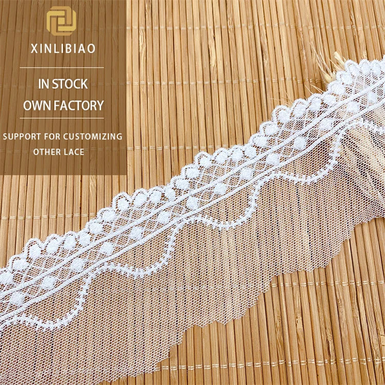 Children's Wear Organza Lace Accessories Water Soluble Embroidery Lace Edging for Home Textile Shoe Sewing Made Polyester Mesh