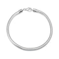 RINNTIN SB100 Italian Sterling Silver High Polished 3mm Thick Sleek Rope Square Snake Chain Bracelet 7 Inches