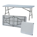 6ft 180x75x74cm Modern Outdoor Park Heavy-Duty Adjustable Height Garden Table Metal Frame Plastic Cover Lightweight Folding