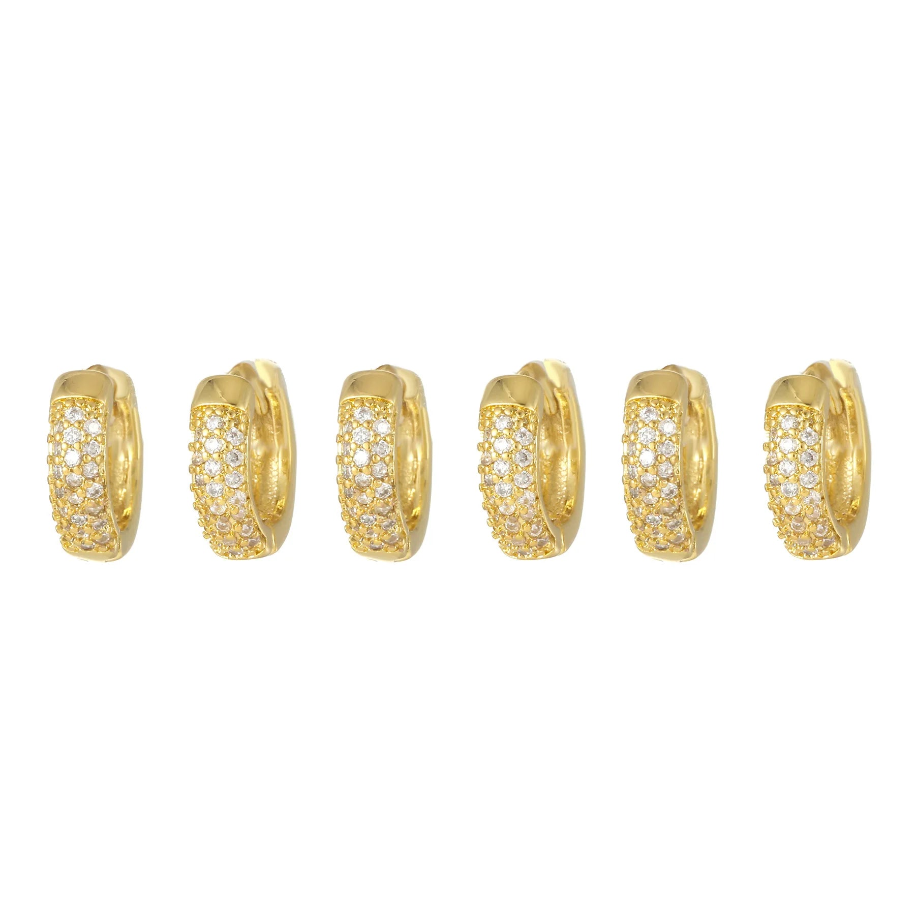 Classic Round Zircon Ear Buckle Light Luxury Style Earrings Hot Selling Brass Gold Plated 6pcs Circle Earring Studs Set