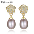 CZCITY Real Pearl Fashion Jewelry Woman Modern Korean Latest Hanging Sterling Silver Rice Bead Earring