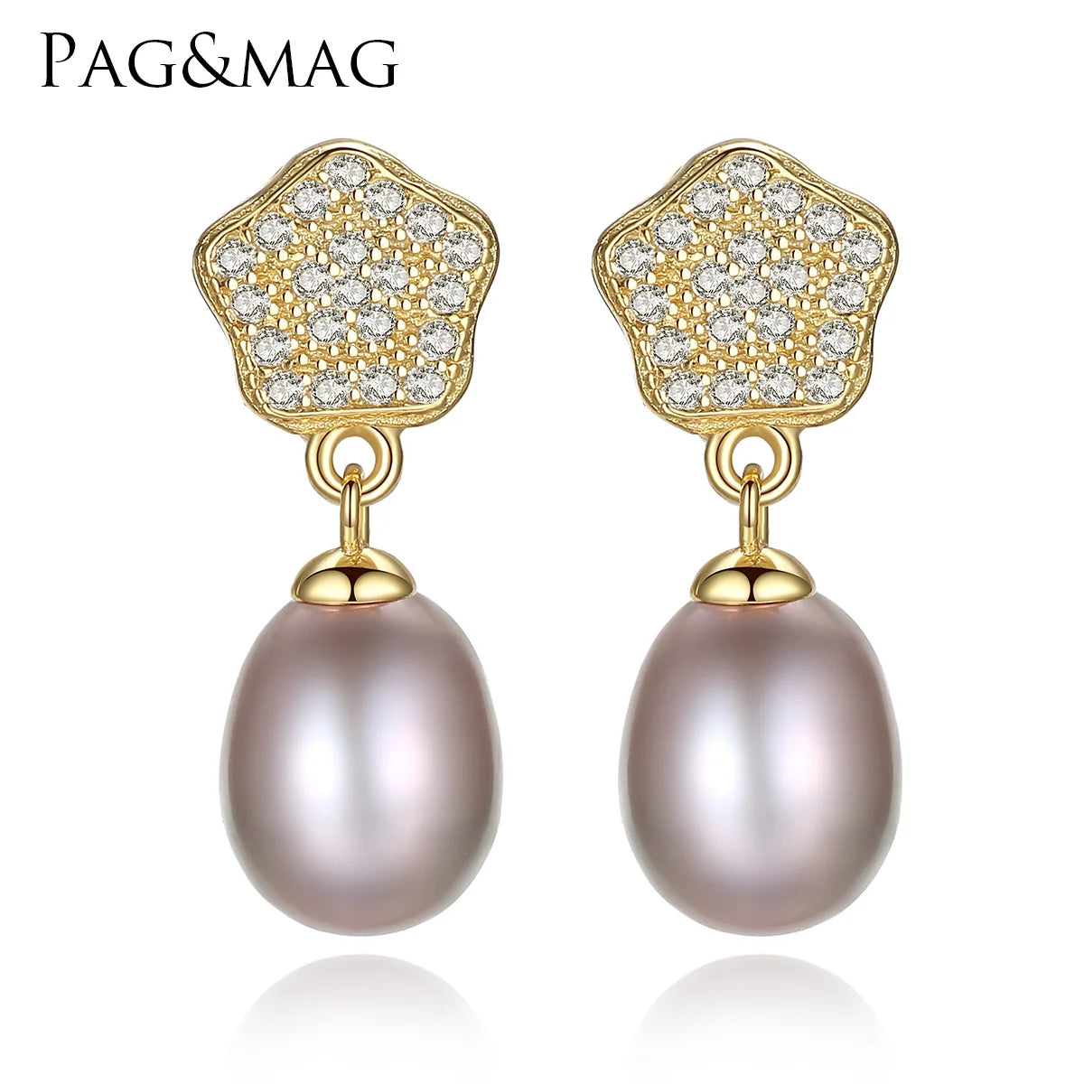 CZCITY Real Pearl Fashion Jewelry Woman Modern Korean Latest Hanging Sterling Silver Rice Bead Earring