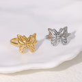 BM Quality Jewelry PVD 18K Gold-plated 304 Stainless Steel Adjustable Women Butterfly Ring