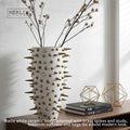 Merlin Living Unique Gold Plated Luxury Floor Flower Bottle Modern Novelty Rivet Design Home Decor for Matte Vase Tabletop V