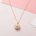 Personalized Double -Layer Flower Pendant Necklace Stainless Steel Necklace Rotating Sunflower Necklace for Women