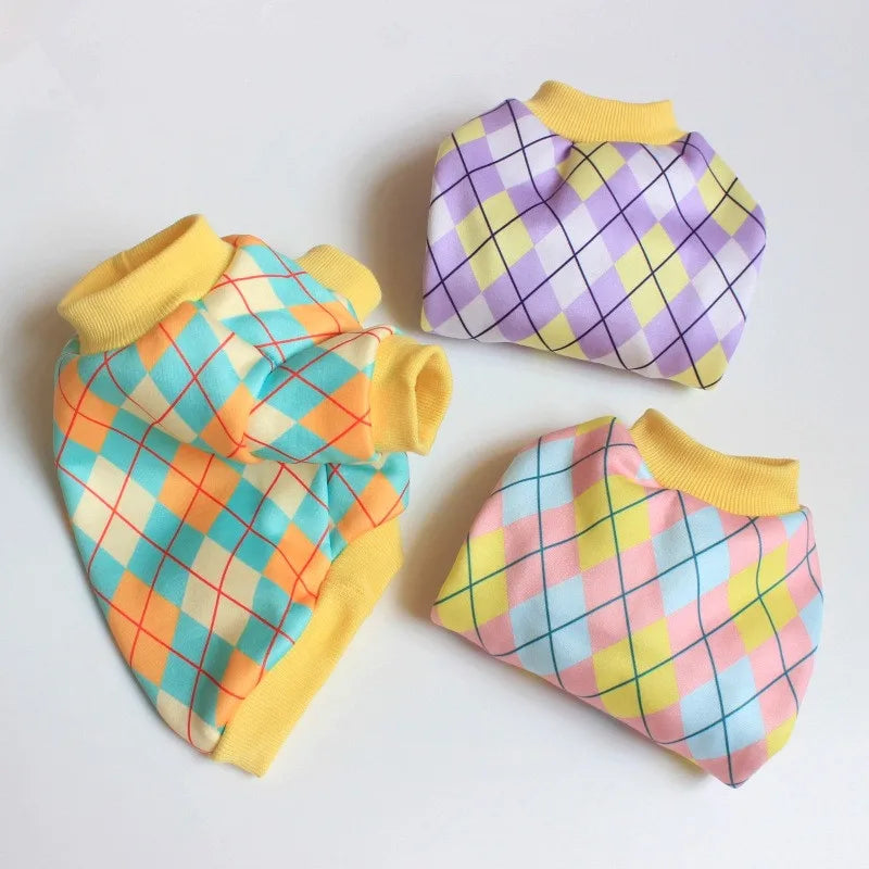 2022 Korean Version of the Classic Plaid Sweater Teddy Bomei Dog Warm Clothes Autumn and Winter Pet Sweater