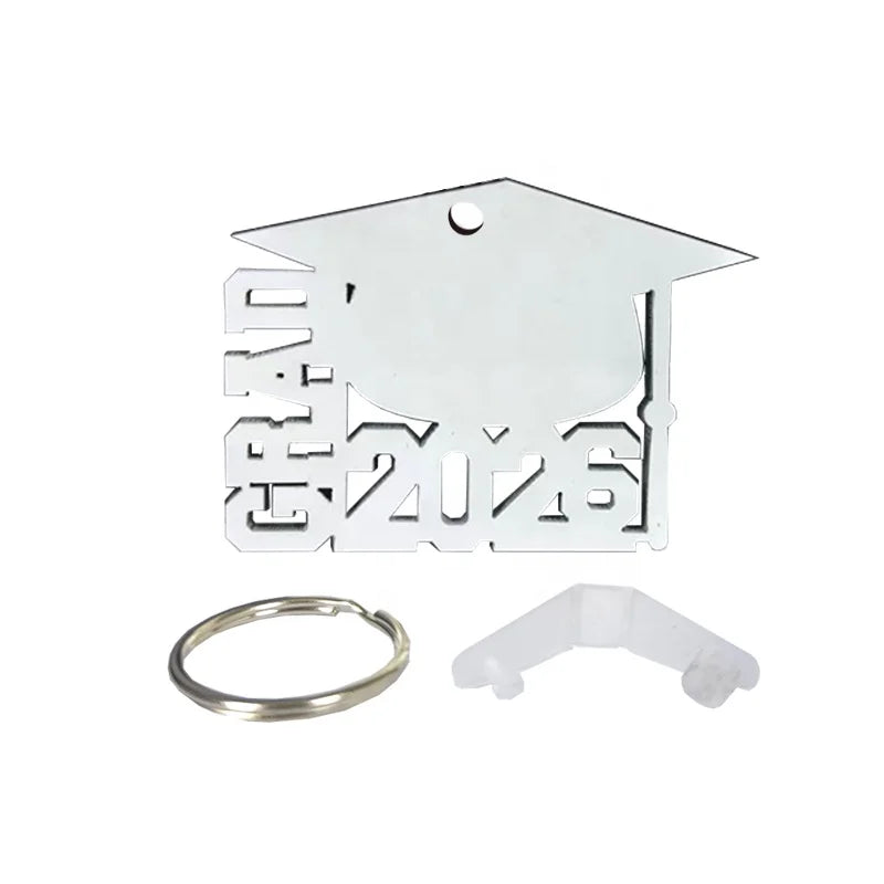 Graduation Customized Logo Printable Grad Cap 2026 Key Ring Sublimation Blank Grad 2026 Keychain