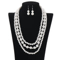 Simple Simulated Pearl Bride Wedding Jewelry Sets for Women Fashion Multilayer Long Tassel Necklace With Hook Drop Earrings Sets