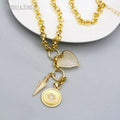 NM49244 Copper Jewelry Clear Crystal Cubic Zirconia Heart Arrowhead Turkish Eye DIY Pendant Charms Gold Plated Chain Necklace