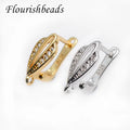 New Design DIy Earring Making Accessories Gold Plated Copper Brass CZ Paved Hollow Leaf Hook Hook Earrings for Women Girl