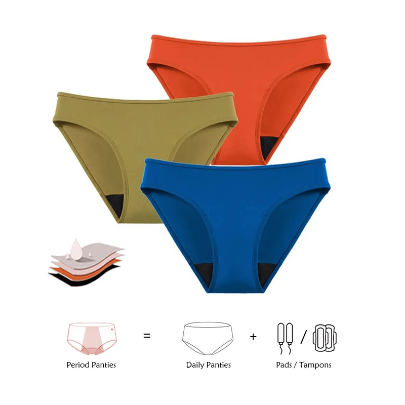 Mid Waist Women's Period Swimwear Briefs 4 Layers Leak Proof Menstrual Swimming Trunks Bikinis Panties Bottom