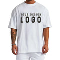 Plus Size Streetwear Print Logo Men Boxy Tee Shirts 100% Cotton Oversized Mens Sports Casual Tshirt Gym Workout Custom T Shirt