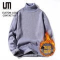 2025 New Men's Plus Size 4XL Knitted Sweater Winter Warm Fleece Long Sleeve Solid Color Casual Pullover Wholesale Cheap