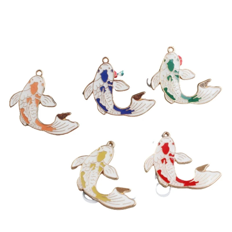 Enamel Koi Fish Charms Goldfish Pandents Ocean Fish Beads for Bracelet Necklace Keychain Jewelry Making and Crafting