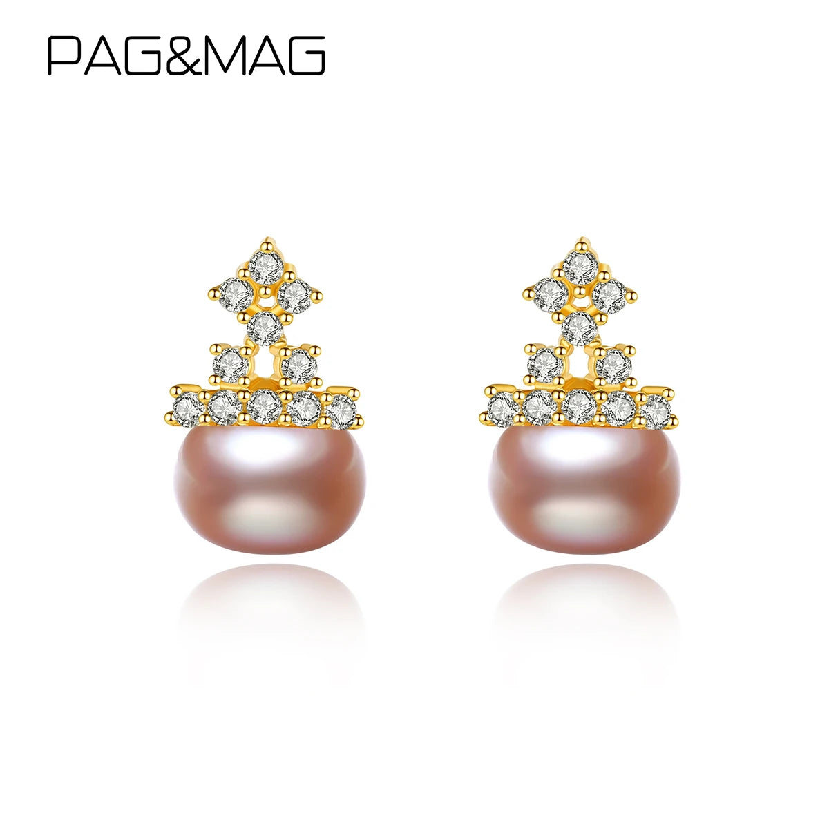 PAG&MAG Freshwater Pearl Earrings 925 Sterling Silver Large Pearl Earring Pearl Drop Earrings