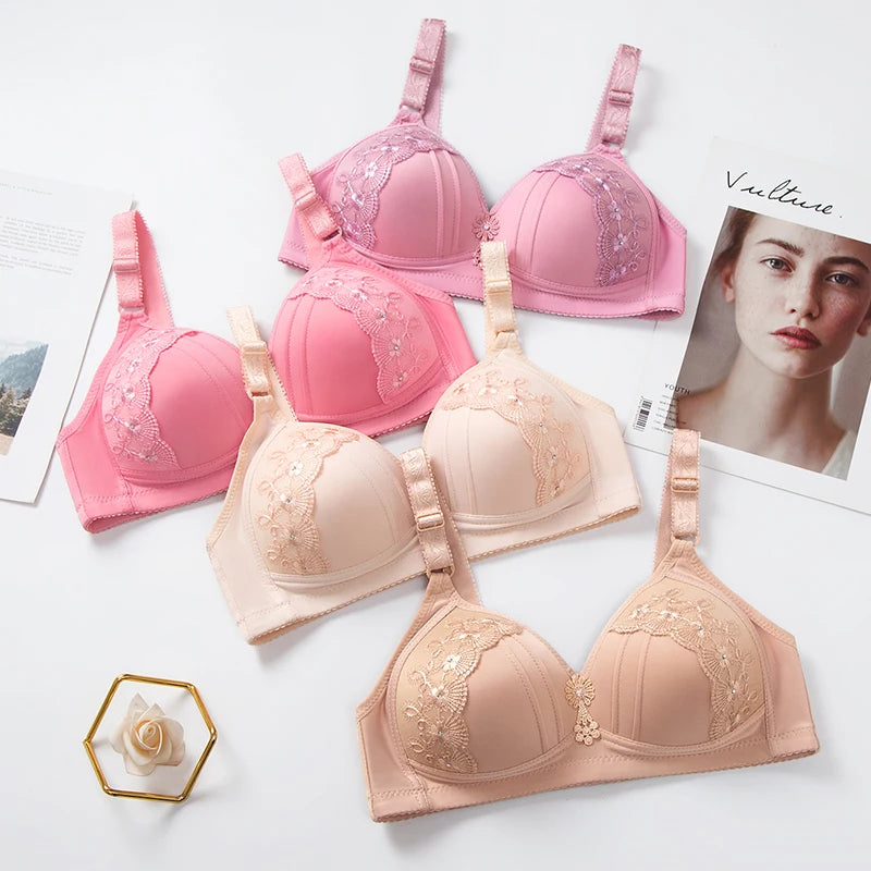 Plus Size Lingerie Women's Wireless Push up Bra Breathable Full Coverage Large Bra Size 40 Suitable for Obese Women