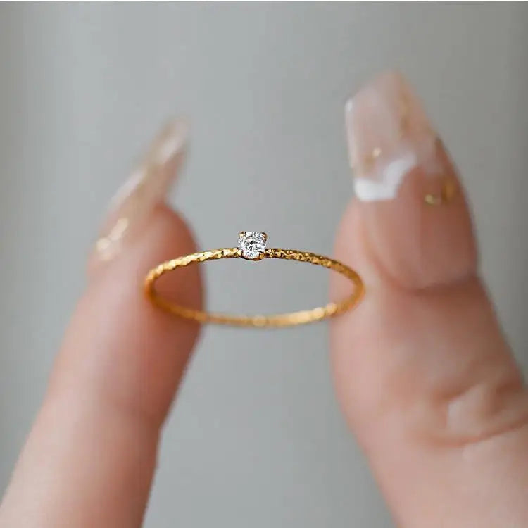 Nabest Waterproof Stainless Steel 18K Gold Plated Rhinestone Rings Jewelry Minimalist Diamond Women Ring