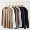 Custom Menswear Heavy Weight Plain T-shirt Half High Collar Long Sleeve Polyester Spandex T Shirt Customized Men's Warm Shirt
