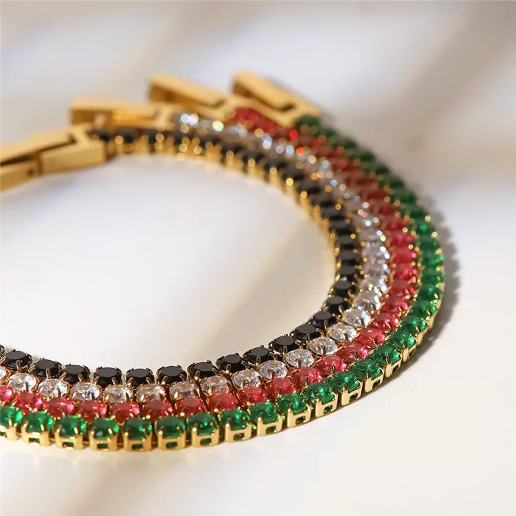 SP Fashion Jewelry Bracelets 14K Gold Stainless Steel Women Luxury Cubic Zirconia Bracelets for Girls
