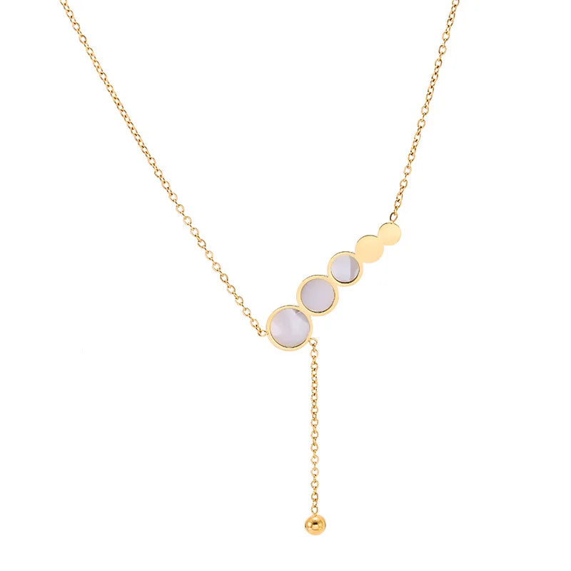 Stainless Steel Necklaces Lovely Moon Pendants Chains Choker Imitation Pearl Moon Necklace Collar Luna