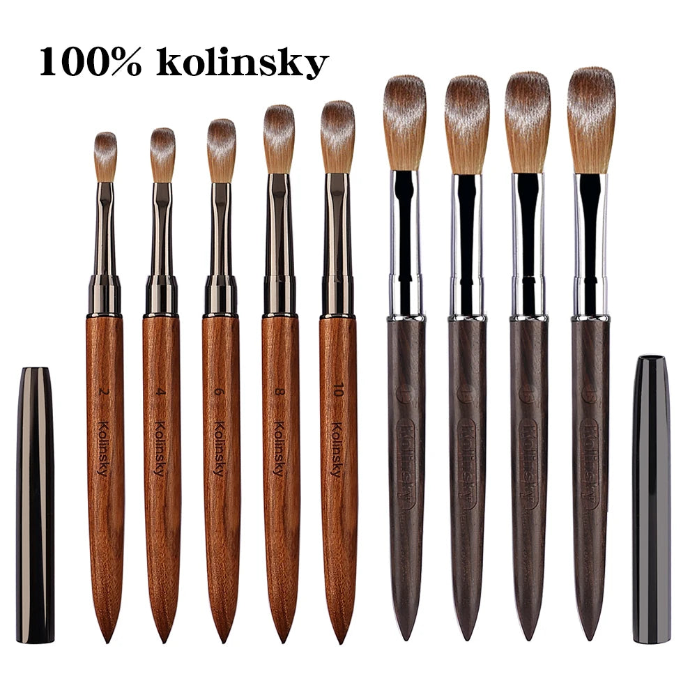 Top Quality Custom Kolinsky Acrylic Nail Brush Logo Acrylic Nail Brush 100 % Kolinsky Wooden Kolinsky Acrylic Nail Brush