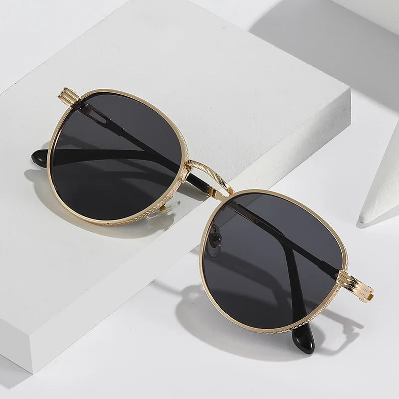 DOISYER High Quality Retro Round UV400 Stainless Steel Metal Sunglasses Women and Men Custom Wholesale Fashion Sun Glasses