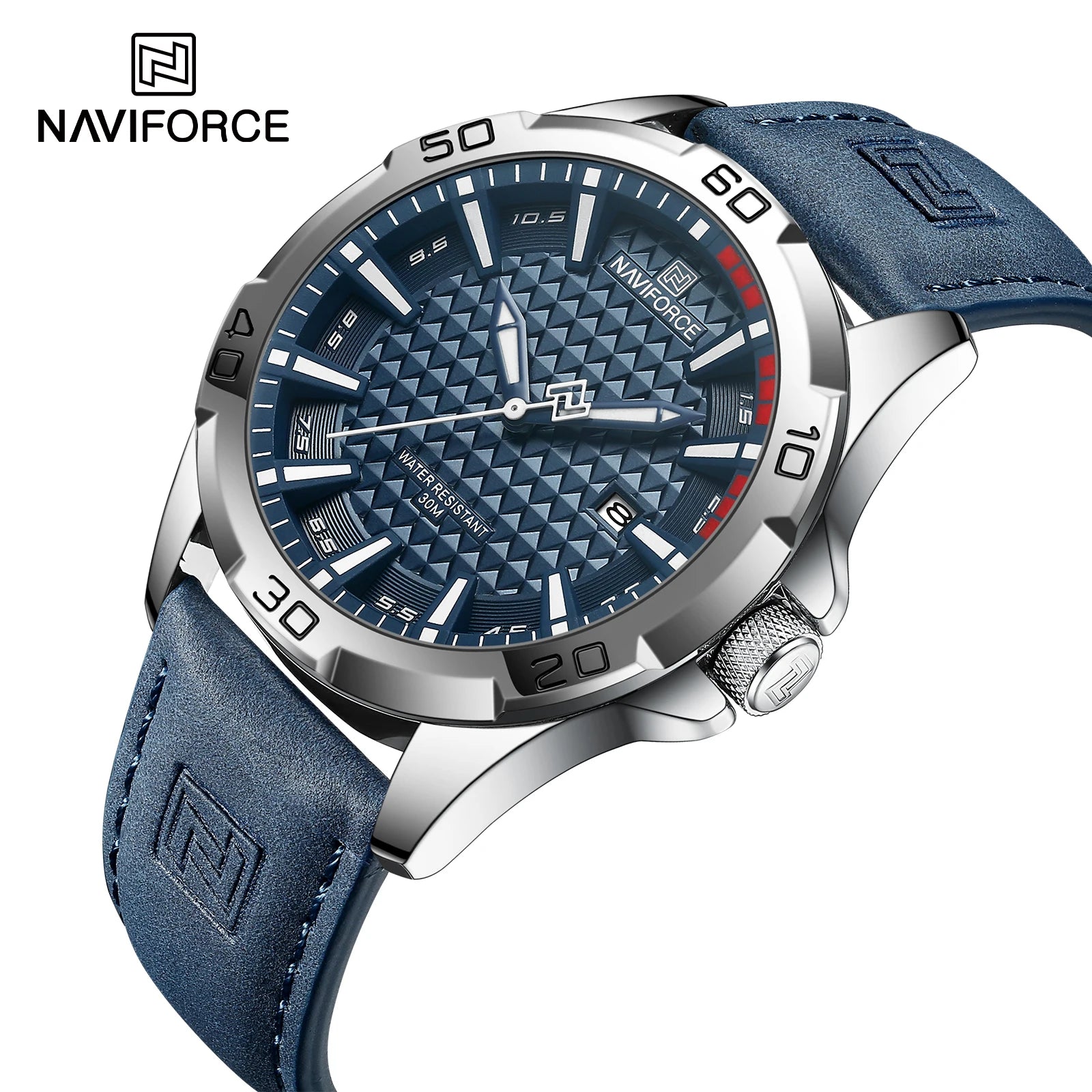 NAVIFORCE 8023 OEM Logo Business Men Quartz Leather Belt Watches Men Wrist Calendar Original Clock Watch Band Relojes