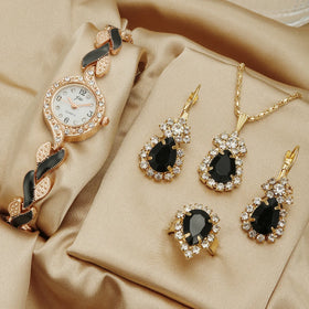 Luxury Ladies Rhinestone Watches & 4pcs Jewelry Set Fashion Women Quartz Watch Set for Women (WT2271)