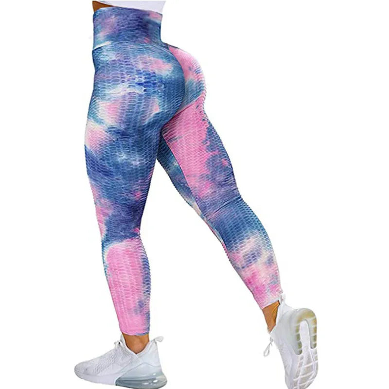 Guangzhou Auyan Seamless Tie-dye Peach-bubble Quick-dry Printed Gym Yoga Leggings for Women