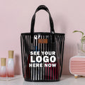 Custom Logo Pvc Striped Tote Toiletry Bag Jelly Bag Portable Large Capacity Beach Bag