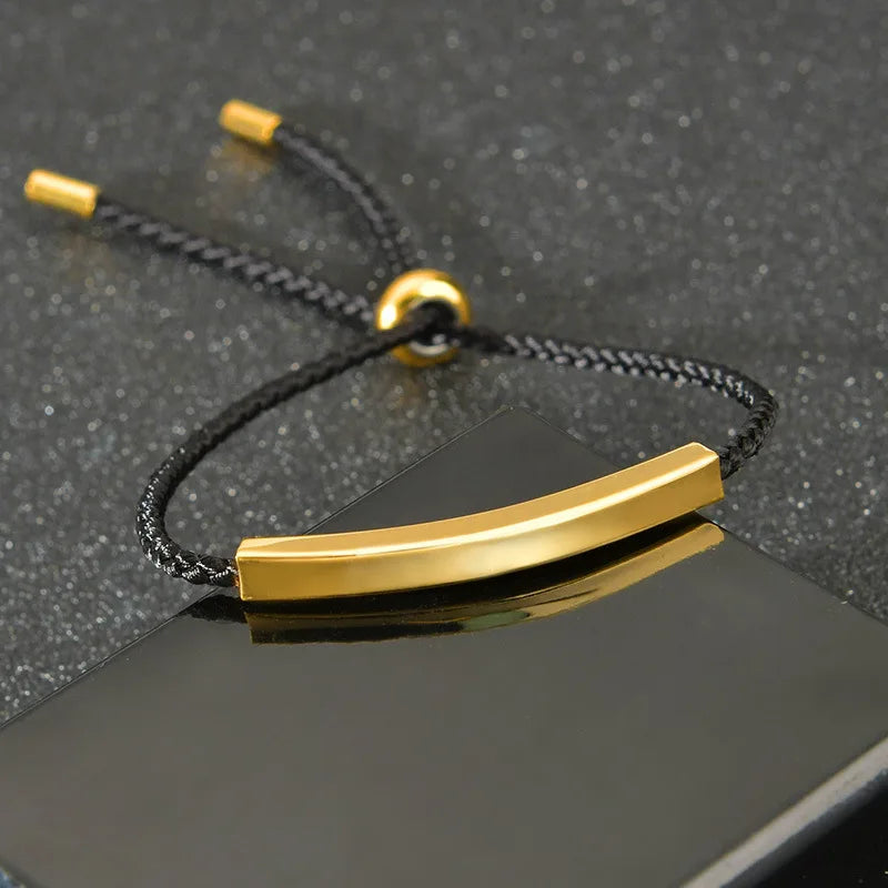 2022 Wholesale Fashion New Styles Jewelry Custom Stainless Steel 18K Gold Plated Adjustable Engraved Rope Bracelets