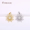 Handmade 18K Gold Plated Sun Charm Pendant for Jewelry Making DIY Accessories with Zircon Main Stone