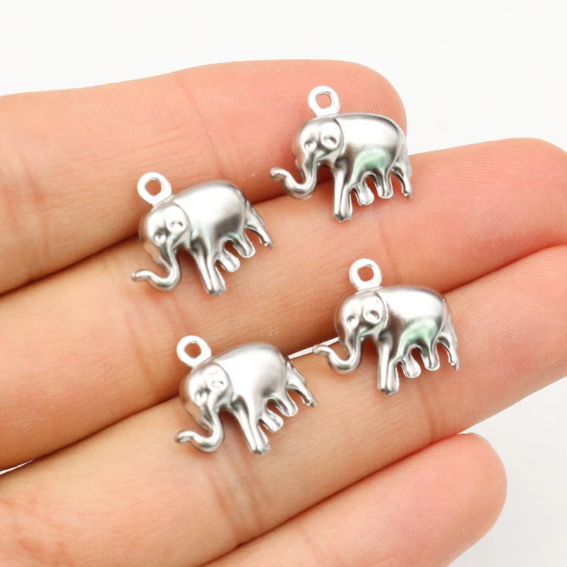 30pc 15x14mm Elephant Charms 316 Stainless Steel Cute Pendant Charms DiyJewelry Making Findings for Necklace Bracelet