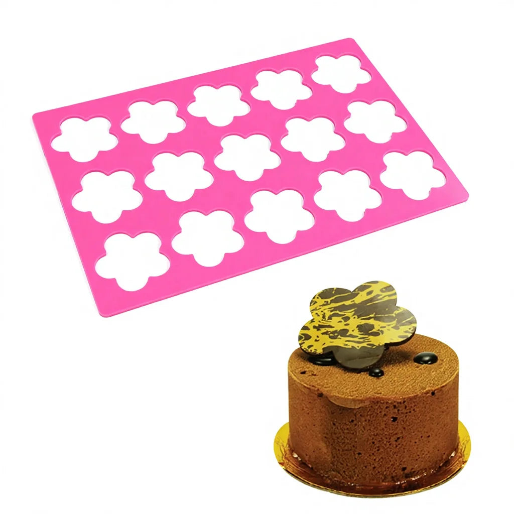 AK Flower Sweets Chocolate Chablon Decoration Silicone Mats Chocolate Flake Mold Rubber Chablon Tuile Stencils Cake Decor Bakery