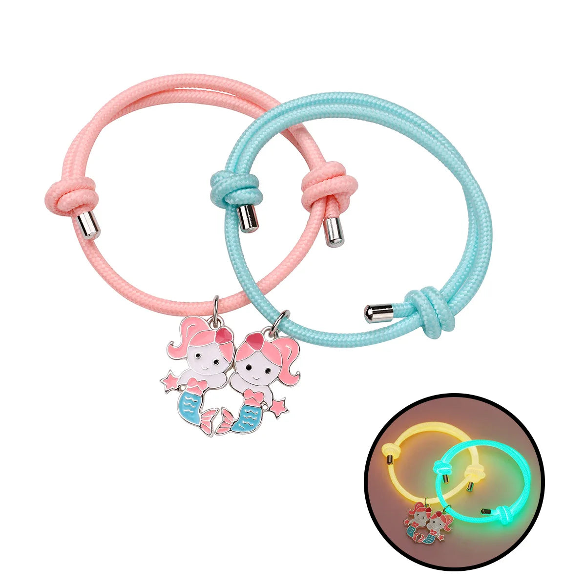 Pulsera De Pareja Glow in the Dark Luminous Rope BFF Bracelet for Women Men Valentine's Day Gift Magnet Mermaid Couple Bracelet