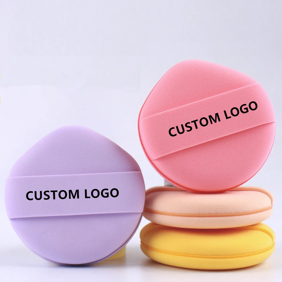 Custom Logo Reusable Soft Eco-Friendly Washable Makeup Blending Sponge Powder Puff Liquid Cream Foundation Elastic Band Cosmetic