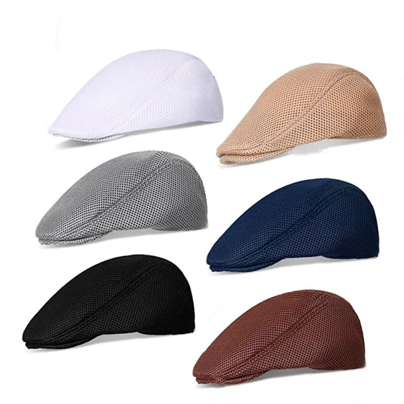 Style Gatsby Hat Adjustable Breathable Mesh Caps Summer Men Women Casual Beret Hat New Fashion Solid Color Flat Cap Newsboy