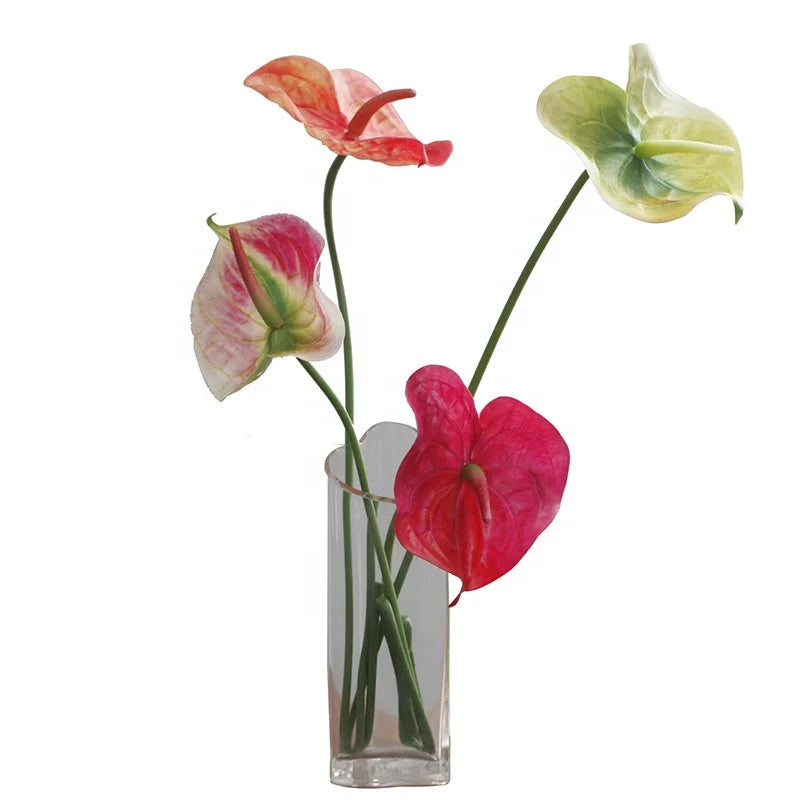 M152 Wedding Home Decoration Kwiaty Sztuczne Flowers Simulation Flower Leaf Real Touch Anthurium Plant Silk Artificial Anthurium MegaBDM