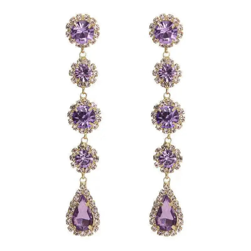 AA00779 Long Tassel Zircon Drop Earrings Female Trend Fashionable Earring Personality Temperament Ear Studs